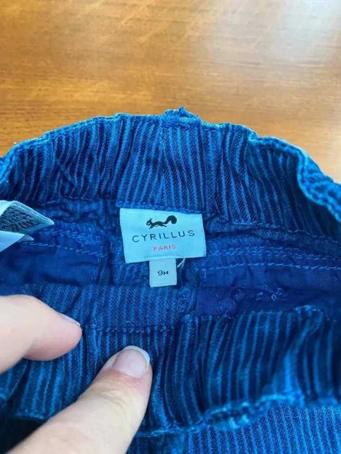 Pantalon rayé bleu Cyrillus 9 mois - photo numéro 2