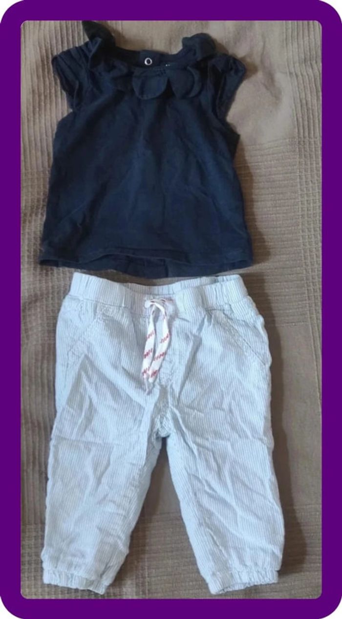 Ensemble t-shirt + pantalon fille 6 mois
