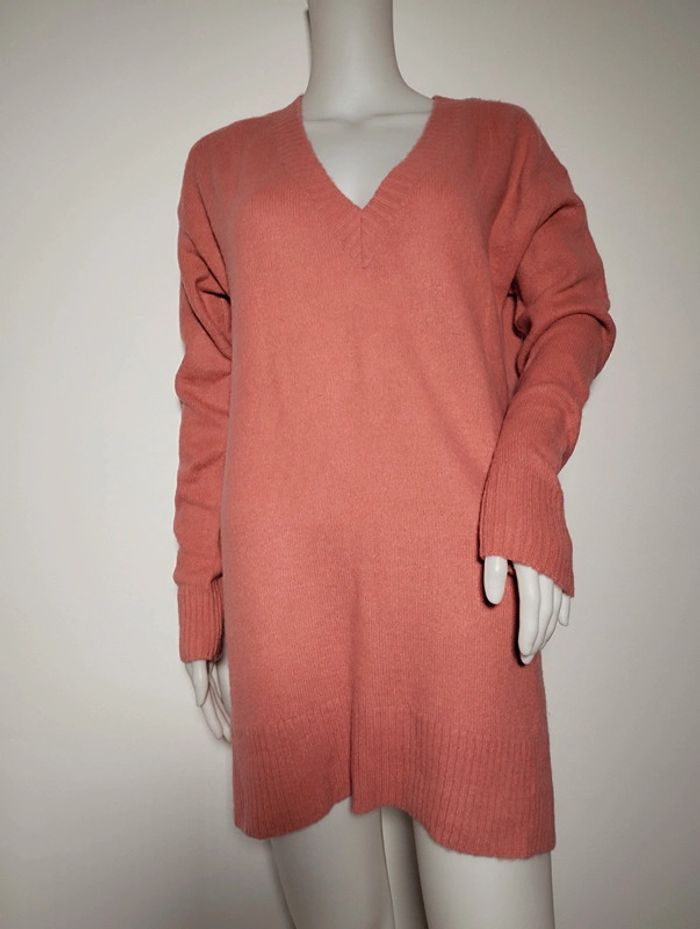 Pull col V long corail Blancheporte femme 48