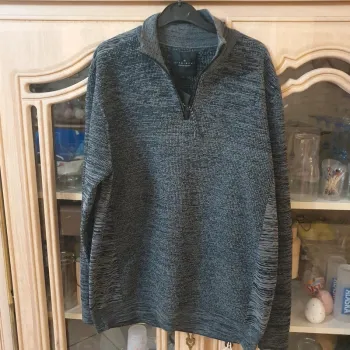 Magnifique Pull homme gris chiné  col montant Taille L Dissident