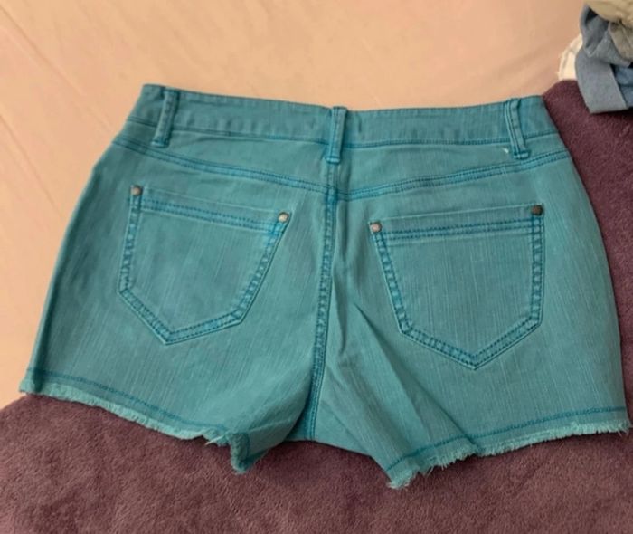 Short en jeans strech turquoise taille 38 - photo numéro 7