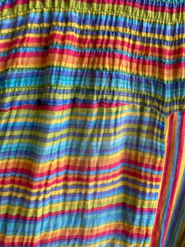 Superbe combo pantalon saroual ligné made in India tour en coton - photo numéro 3