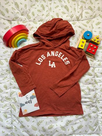 teeshirt manches longues à capuche marron clair 5 ans kiabi