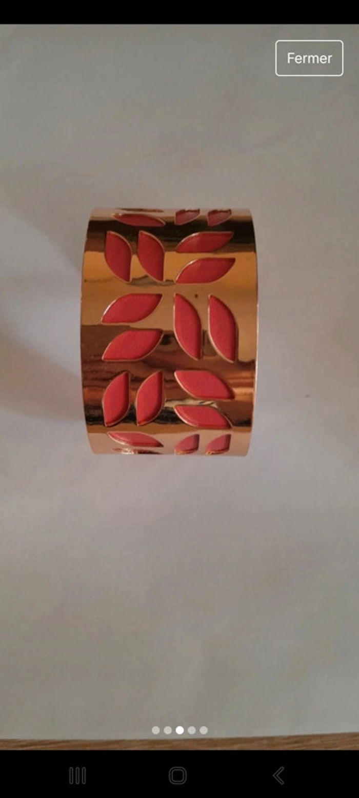 Magnifique manchette chic or et corail