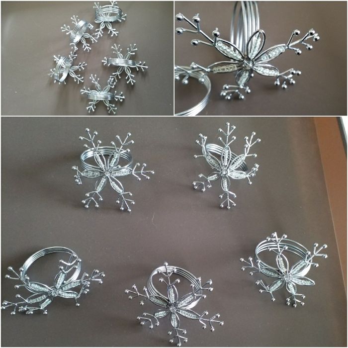 Lot de 5 rond de serviette argenté