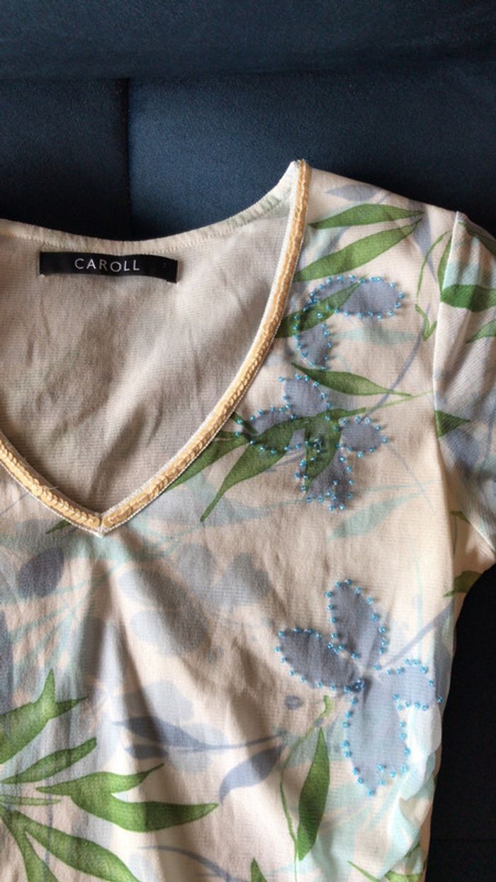 Caroll top avec sequins et perles motif bambou - photo numéro 2