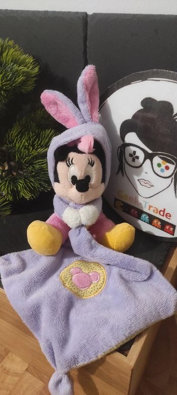 Doudou Plat Minnie Rose Mauve Capuche Lapin Disney Nicotoy vert jaune pois noeud