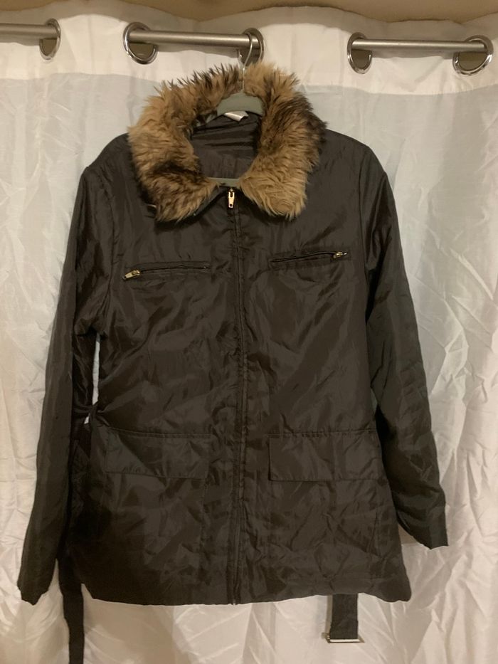 Blouson 3 suisses marron taille 42-44 mi saison tres bon état col détachable avec ceinture - photo numéro 8