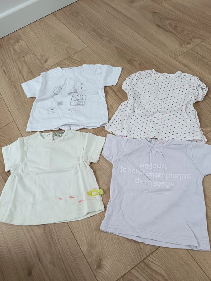 Lot 4 t shirts 6 mois fille