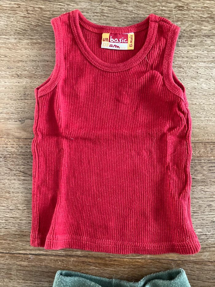 Short kaki et débardeur rouge 6 mois - photo numéro 5