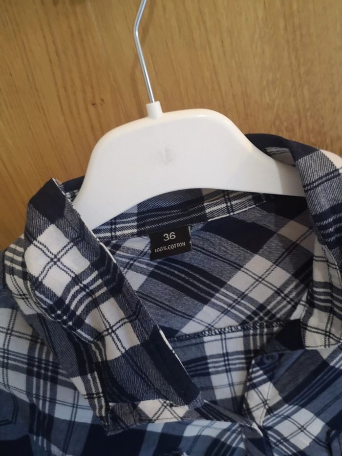 Chemise à carreaux en bleu marine, gris et blanc 36 - photo numéro 7