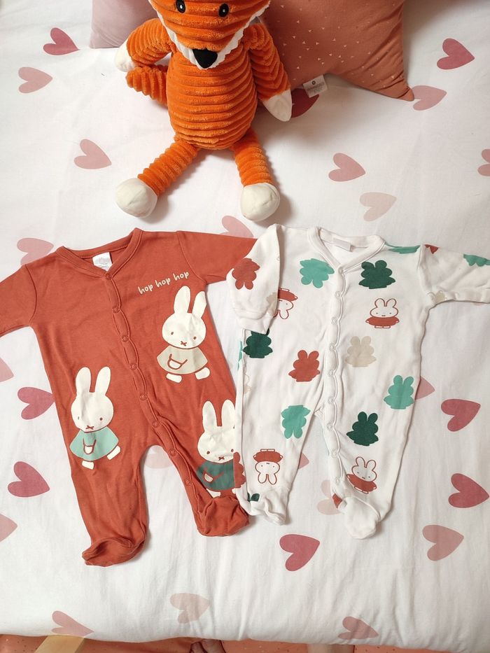Lot de 2 pyjamas - Bébé mixte - 50 cm - Très bon état - Miffy