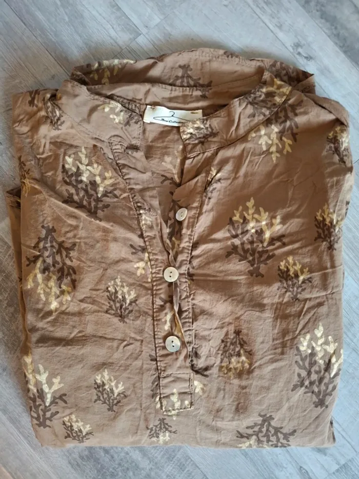 Chemisier en coton marron - photo numéro 4