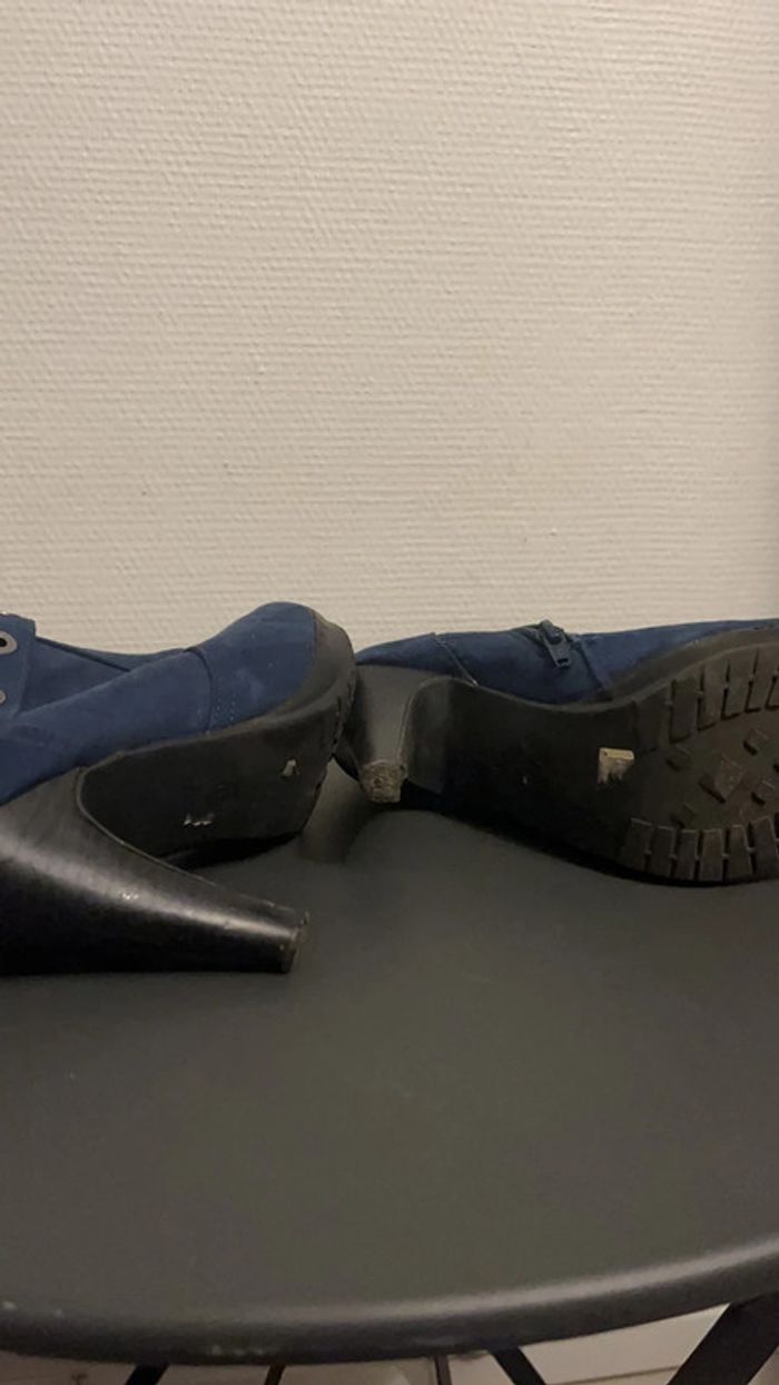 Élégantes bottines bleue marine façon daim 38 - photo numéro 5
