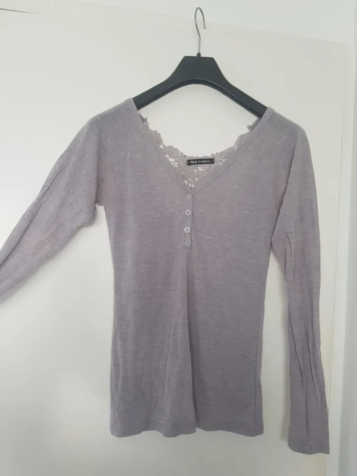 T shirt Élégant Gris Femme Taille M