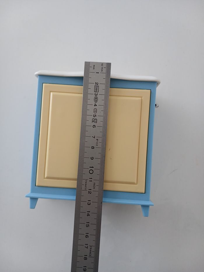 Lavabo Miniature pour Maison de Poupées - Style Vintage Bleu & Jaune - photo numéro 6