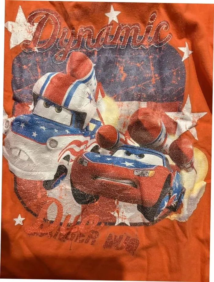 T-shirt cars orange motif craquelé 2/3 ans - photo numéro 2
