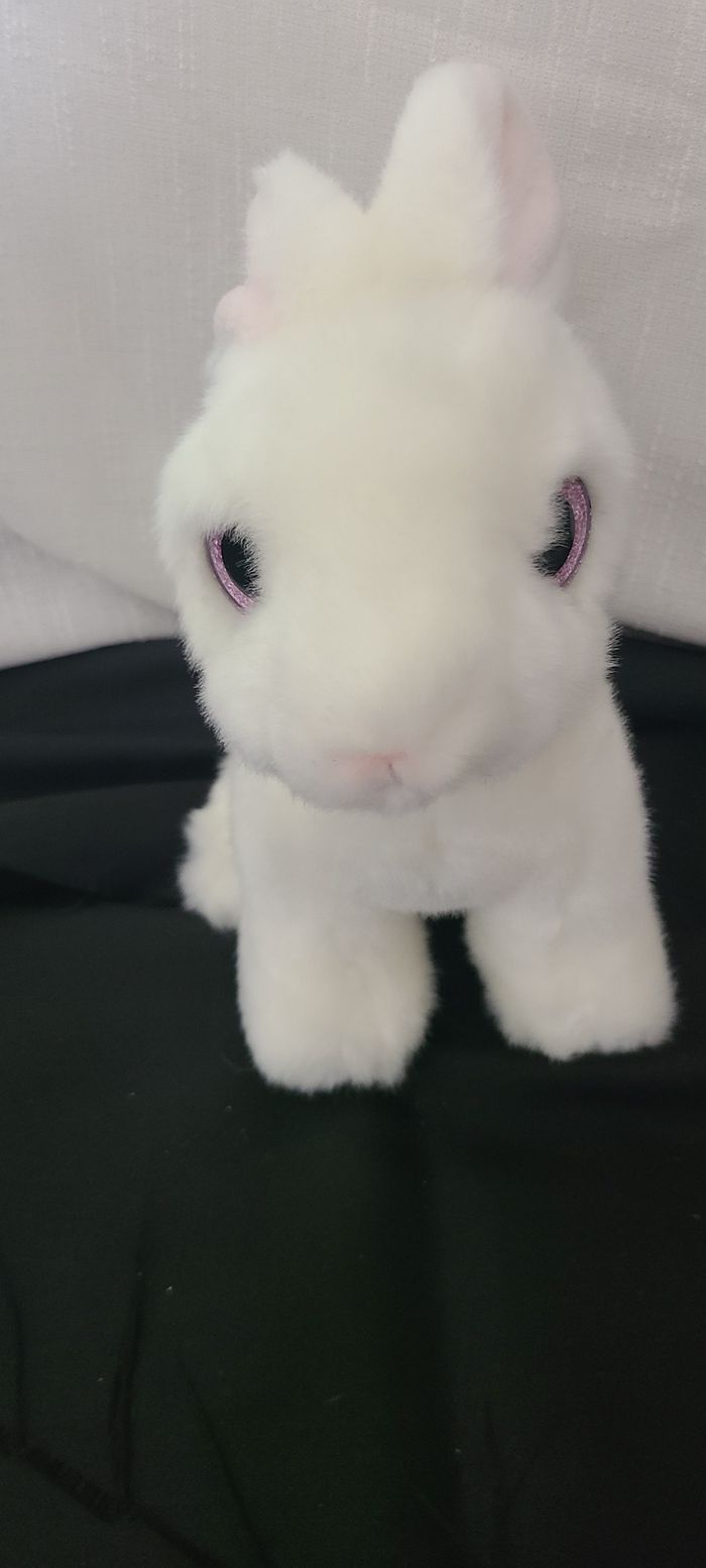 Peluche lapin blanc et rose - photo numéro 2