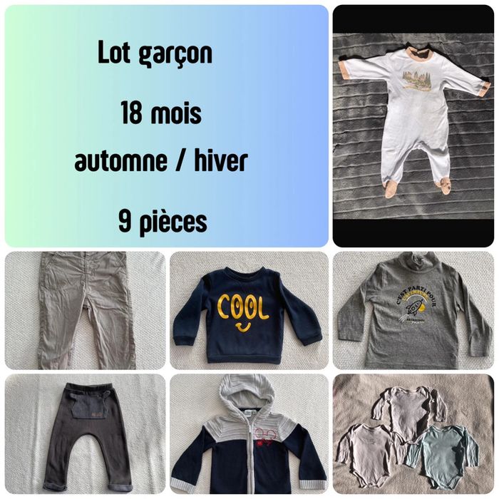 Lot vêtements bébé garçon automne - hiver 9 pièces 18 mois 📦