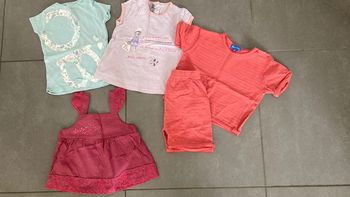 Lot ensemble tee shirt polo débardeur short vêtement bébé fille 18 mois