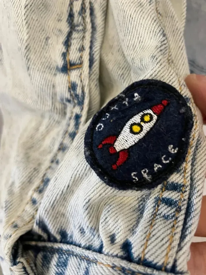 Denim Jacket Veste jean Pull & Bear patchs Womens XL - photo numéro 16
