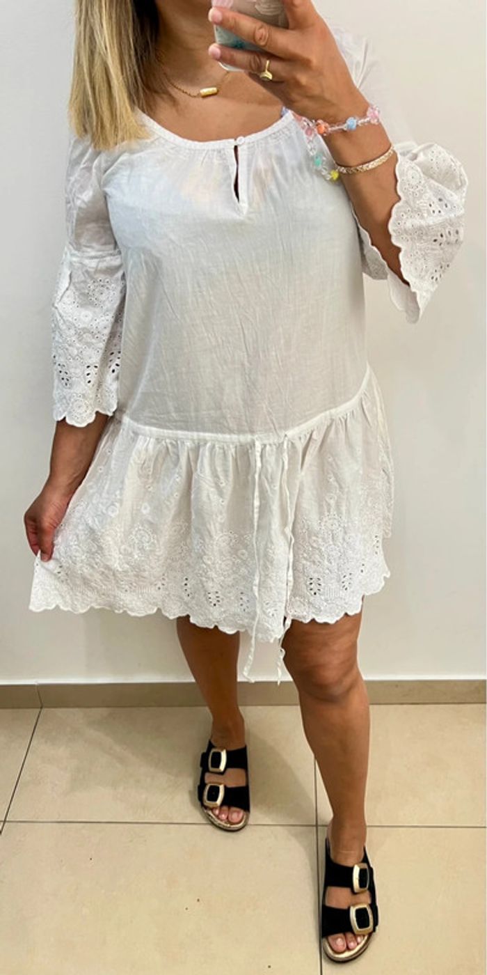 💎Robe Tunique blanche brodée Comptoir des Cotonniers – Taille 38 - photo numéro 2