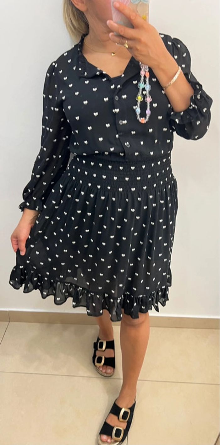 Robe Noire Brodée Maje Taille 40 - photo numéro 4