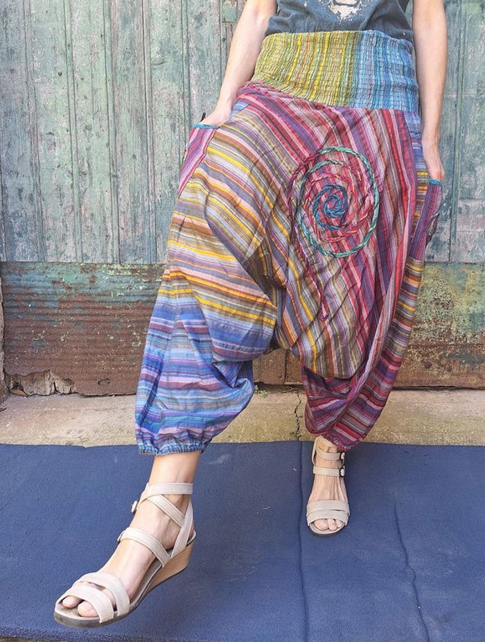 Pantalon sarouel coton coloré taille unique India - photo numéro 6