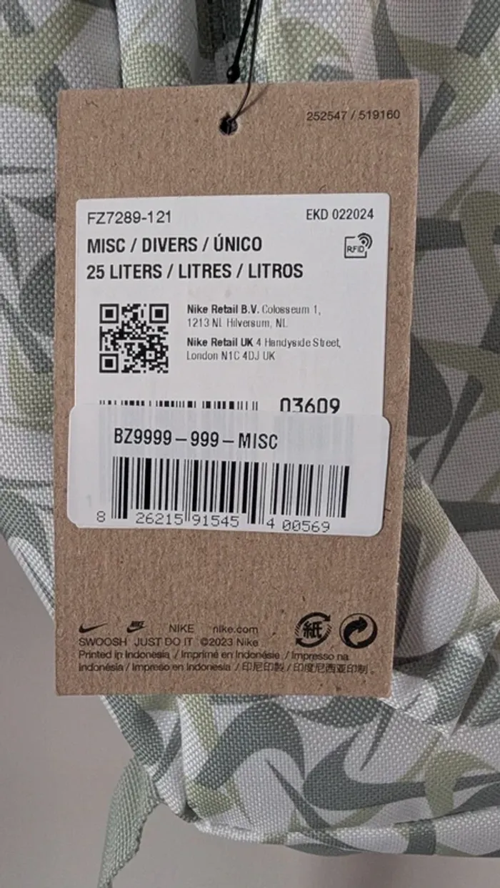 Sac à dos Nike Heritage 25 L Blanc / Vert – Réf. FZ7289‑121 – Unisexe - photo numéro 3