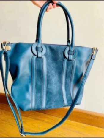 Sublime sac à main bleu turquoise canard avec poignée et bandoulière