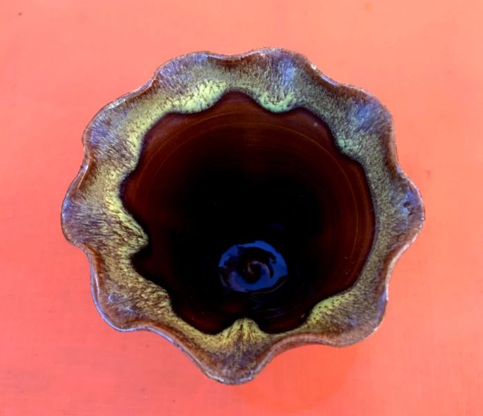 Années 1950 Vase Cornet style Vallauris Céramique émaillée - photo numéro 3