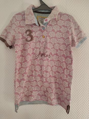 Polo joules rose et blanc 9/10 ans