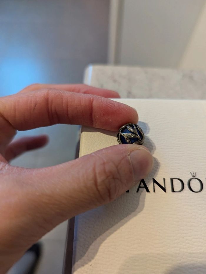 Magnifique perle Pandora verre de Murano bleu - photo numéro 3