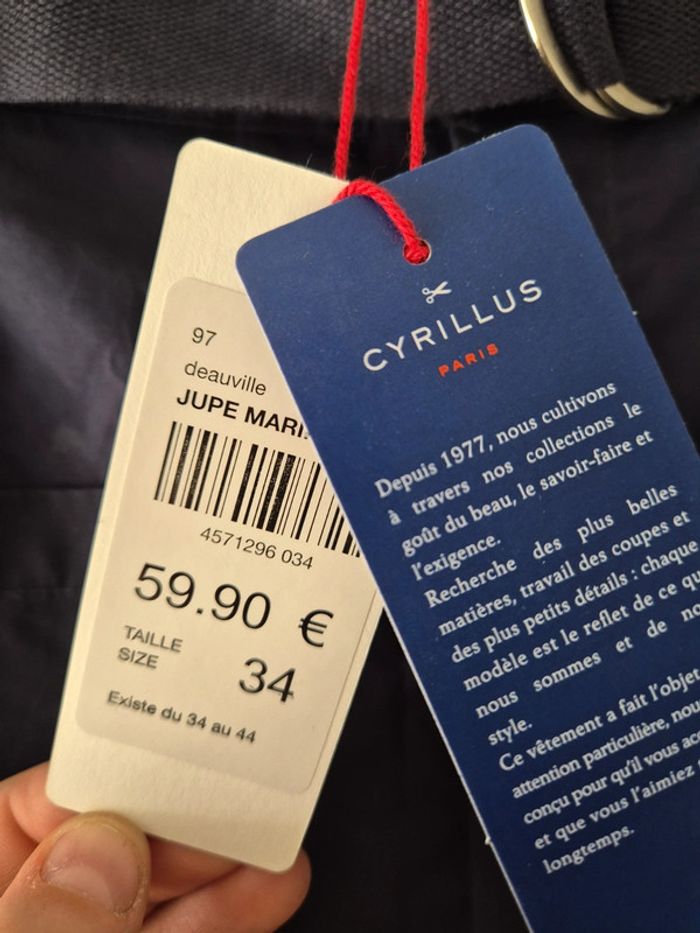 Jupe trapeze bleu marine, cyrillus, neuve taille 34 - photo numéro 6