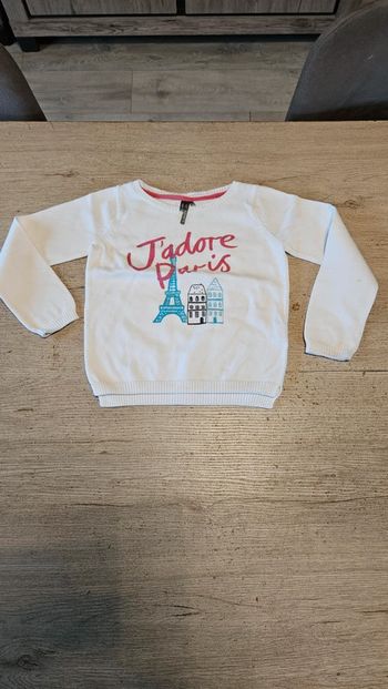 Pull léger blanc à manches longues, col rond J aime Paris, Orchestra, 4 ans