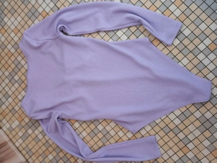 Body femme en jersey côtelé violet clair taille S H&M - photo numéro 4