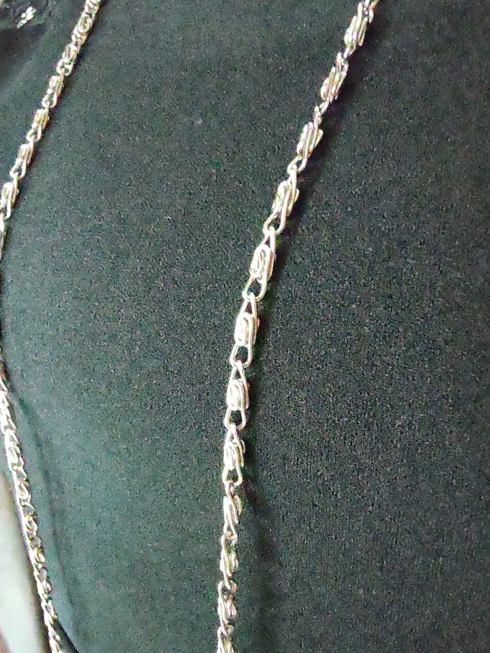 Chaîne longue sautoir argenté maille de fer - photo numéro 2