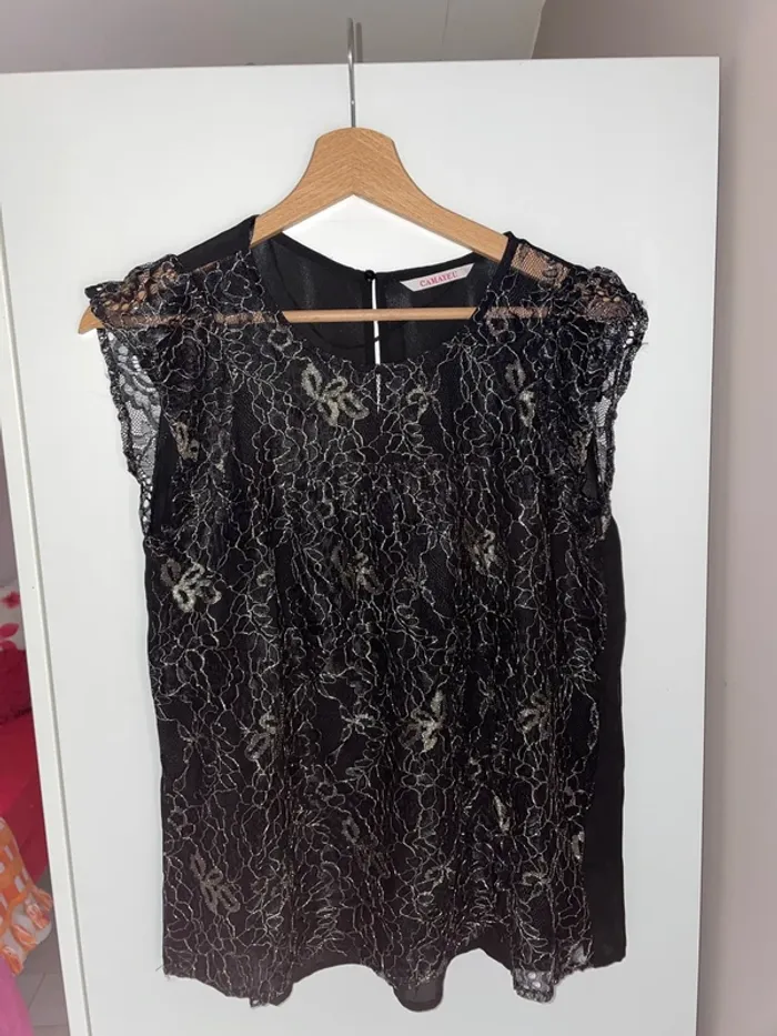 Blouse noire et dorée Camaïeu M/L