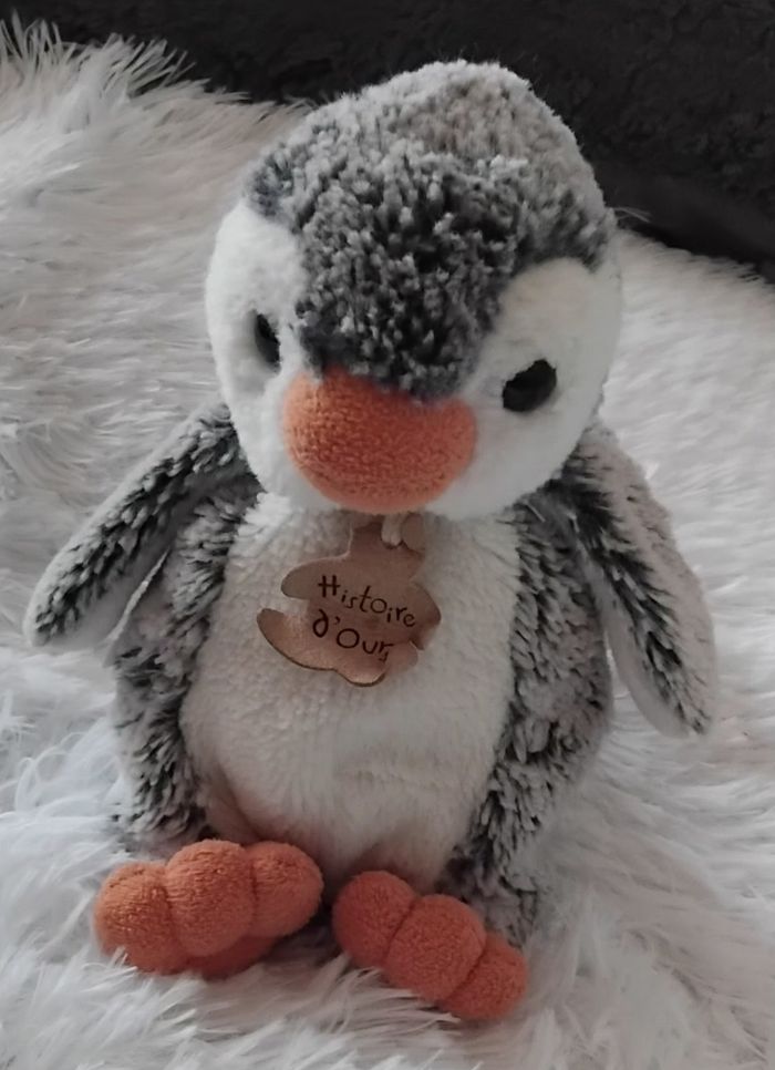 Doudou  peluche pingouin z'animoos- 20 cm - Histoires d 'ours