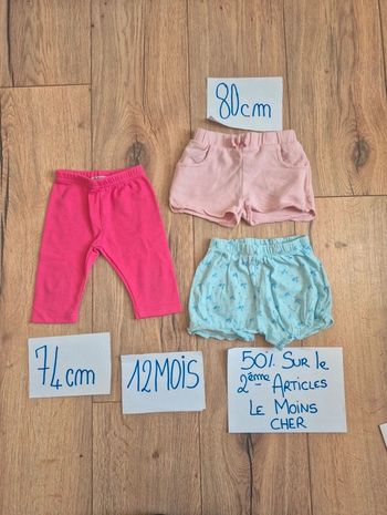 Lot bas fille 12 mois shorts bloomer et Legging pantacourt détente