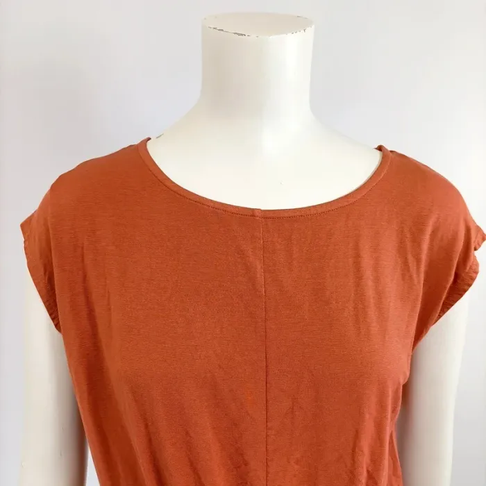 T-shirt torsadé orange rouille taille L coupe fluide casual chic A626 - photo numéro 6