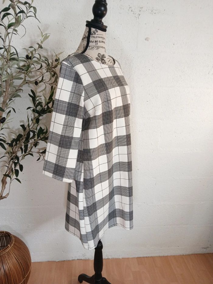 Robe à carreaux droite – Noir & blanc cassé – Taille M – - photo numéro 3