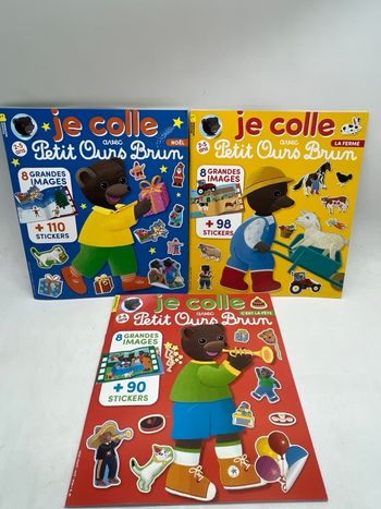 Lot de 3 magazines Livres d’activités je colle avec Petit Ours brun Neuf