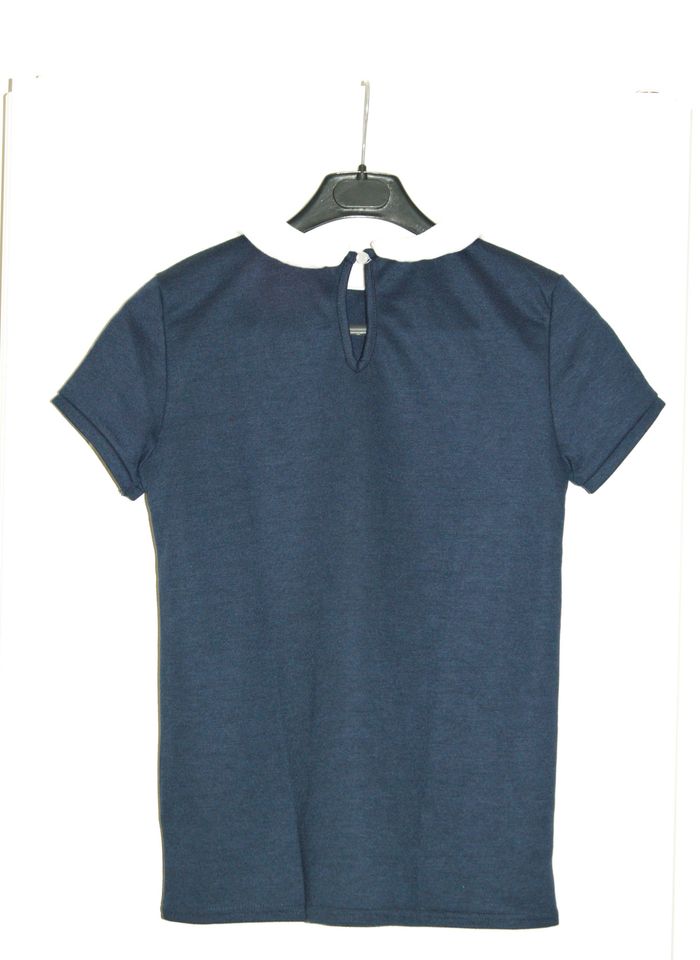 Haut chic col claudine bleu nuit – Taille 36 – Neuf - photo numéro 3