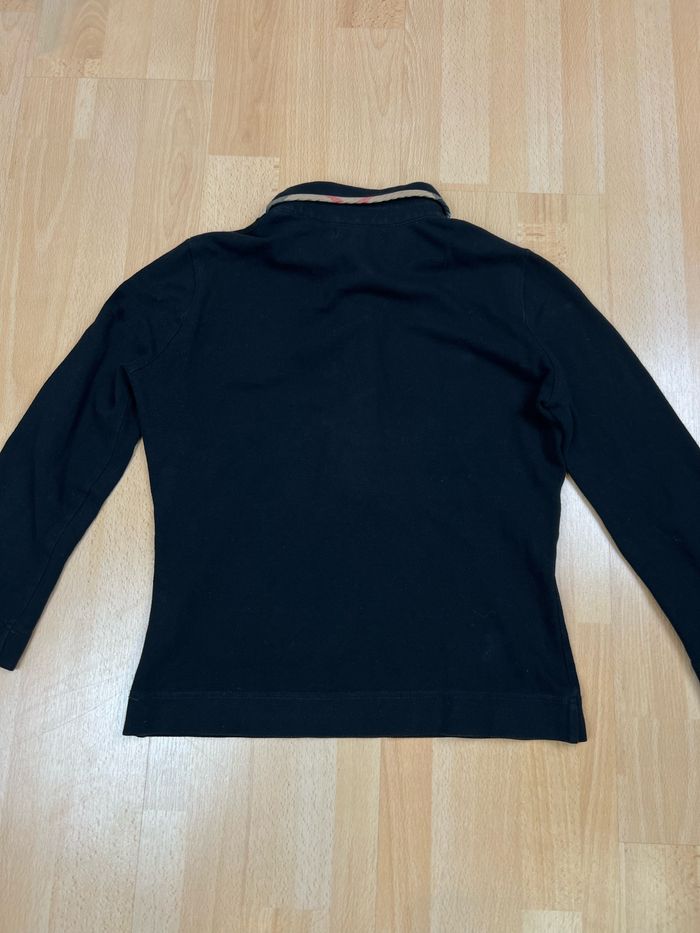 Top, t-shirt Burberry Polo manche longue pour femme Noir logo brodé - Taille XS - photo numéro 8