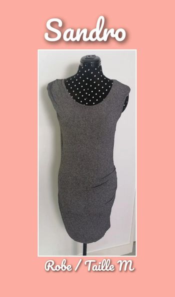 Robe effet drapé gris chiné foncé épaulettes Taille M Sandro