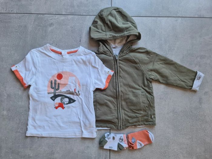 Ensemble mi saison été gilet t-shirt manches courtes 18 mois