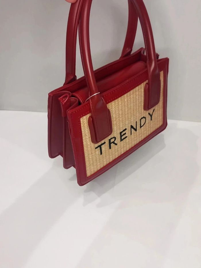 Sac à main Tom & Eva Rouge en similicuir et en tressé - photo numéro 4