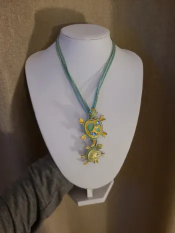 Collier fantaisie Tortue turquoise