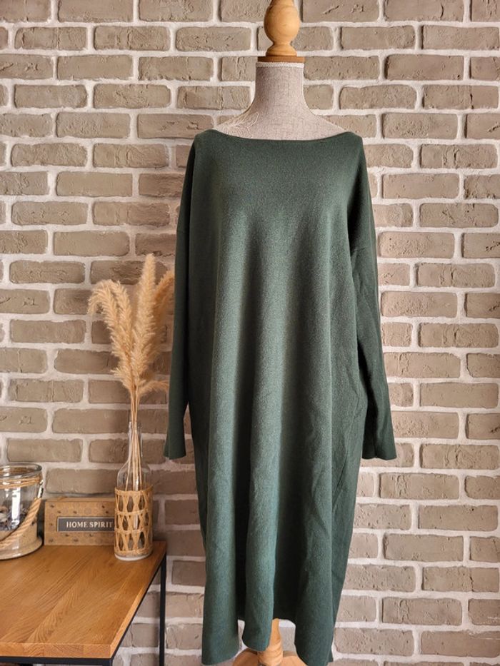 Robe pull en cachemire et soie vert foncé Eric Bompard - photo numéro 10